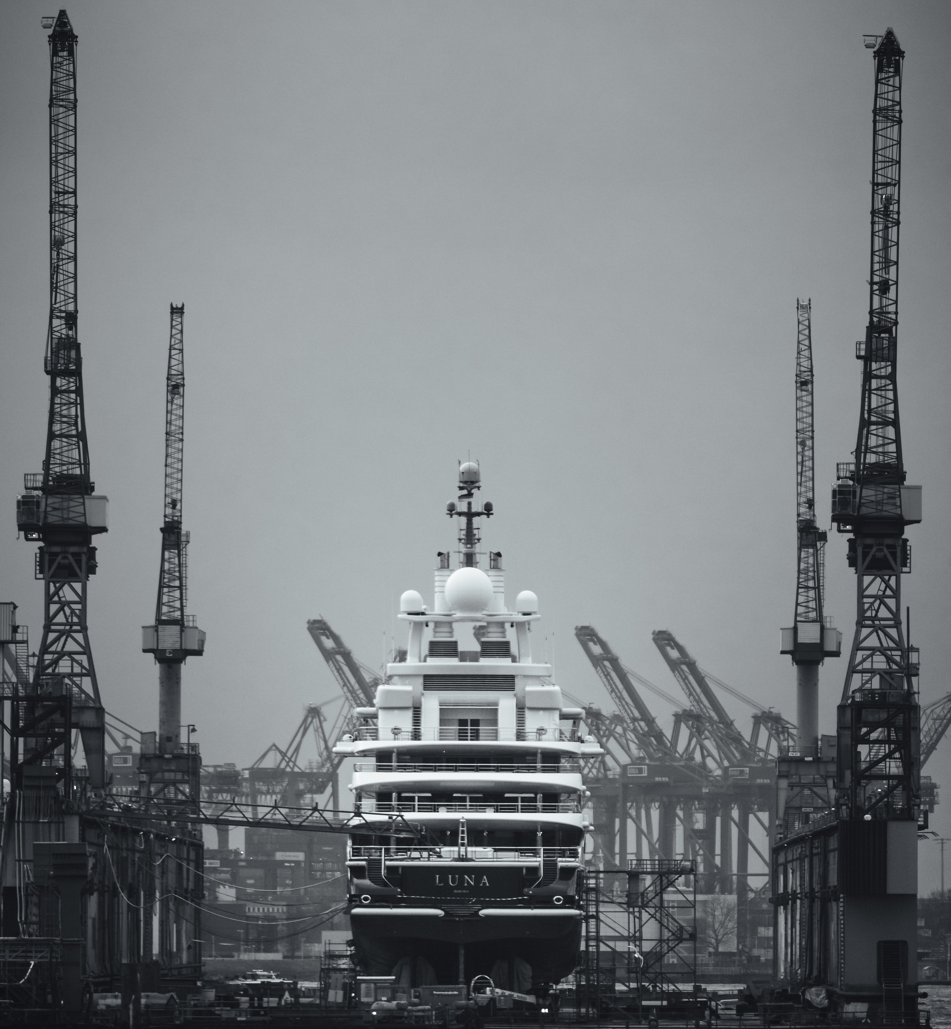 Ship on floating dock